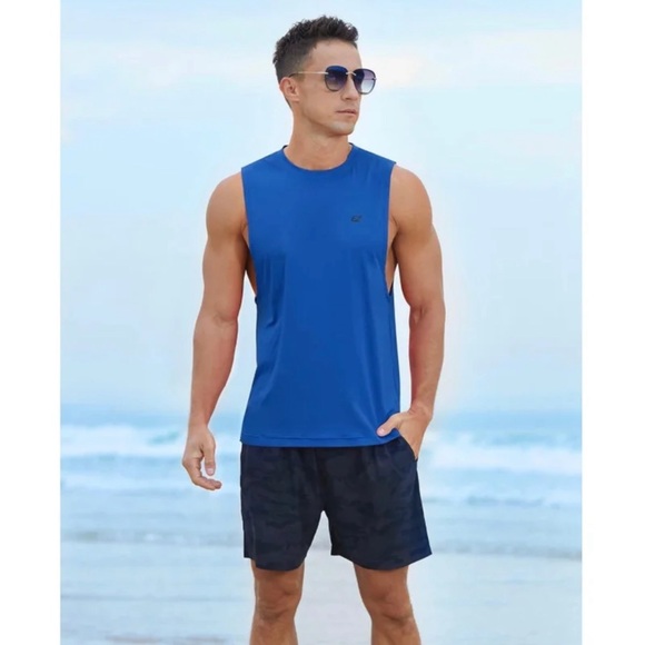 Men's Tank Tops Sleeveless Shirt Quick Dry Gym Workout Stringer - Picture 5 of 6